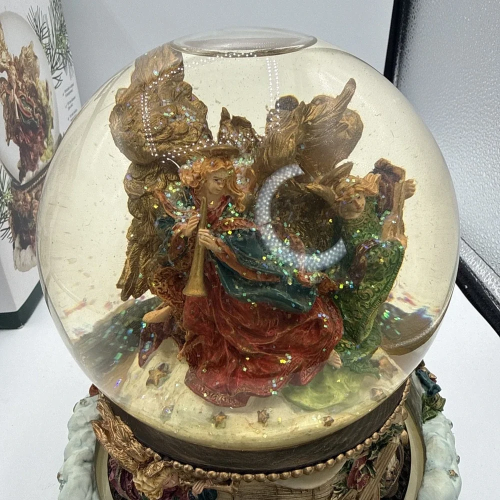 Kirkland Christmas Musical Waterglobe Revolving Base Snow Globe Hark Angel Works